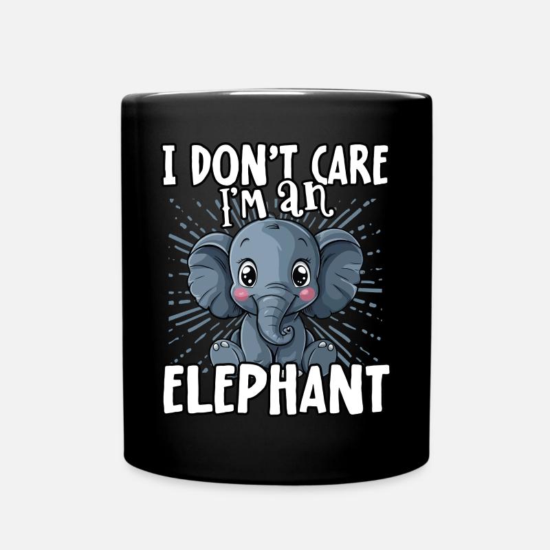 I don't care I'm an elephant - süßer Elefant - Tasse einfarbig - Schwarz