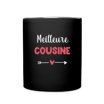 bester Cousin Herz Geschenk Cousine - Tasse einfarbig - Schwarz - Vorne