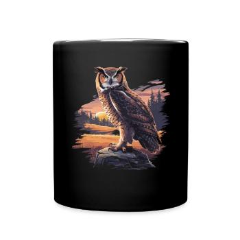 Hibou majestueux – Nature sauvage mystique - Mug uni - noir - Devant