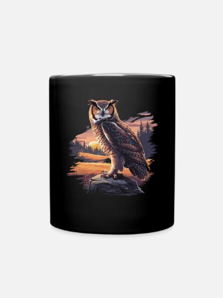 Majestätische Eule – Mystische Wildnis - Tasse einfarbig - Schwarz