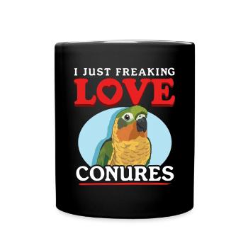 Conure Conures Papageien Geschenk - Tasse einfarbig - Schwarz - Vorne