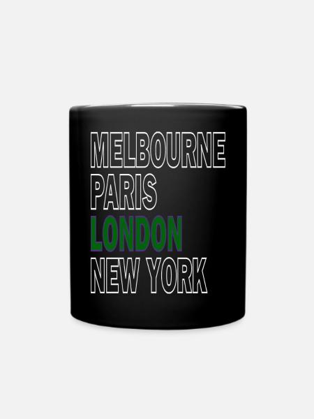 Major Tennis, London, Melbourne, Paris, New York - Full Colour Mug - black