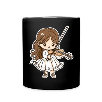Violinistin Mädchen Cartoon - Tasse einfarbig - Schwarz - Vorne
