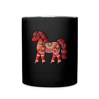 Swedish Dala Horse, Scandinavian sverige sweden - Tasse einfarbig - Schwarz - Vorne