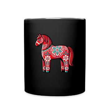 Swedish Dala Horse, Scandinavian sverige sweden - Tasse einfarbig - Schwarz - Vorne
