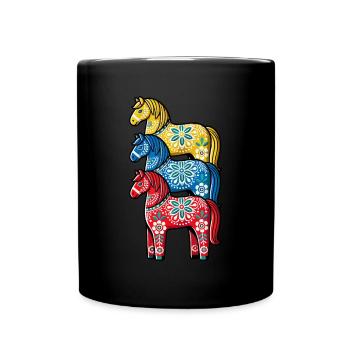 Swedish Dala Horse, Scandinavian sverige sweden - Tasse einfarbig - Schwarz - Vorne