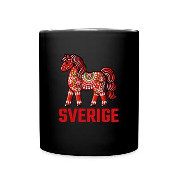 Swedish Dala Horse, Scandinavian sverige sweden - Tasse einfarbig - Schwarz - Vorne
