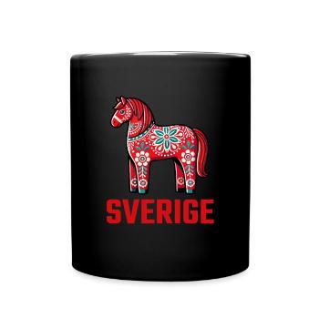 Swedish Dala Horse, Scandinavian sverige sweden - Tasse einfarbig - Schwarz - Vorne