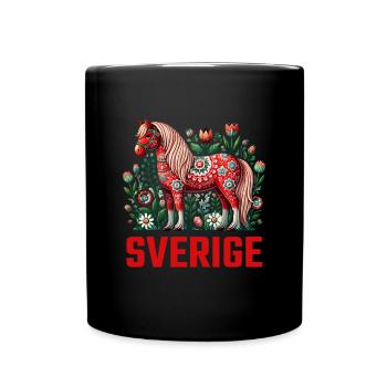 Swedish Dala Horse, Scandinavian sverige sweden - Tasse einfarbig - Schwarz - Vorne