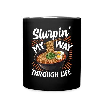 Sip my way through life ramen - Full Colour Mug - black - Front