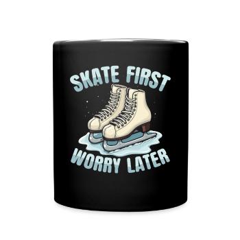 Schlittschuhläufer Schlittschuhlaufen Schlittschuh - Tasse einfarbig - Schwarz - Vorne