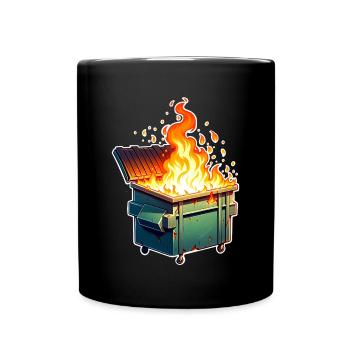 Brennende Mülltonne - Tasse einfarbig - Schwarz - Vorne