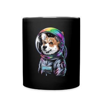 Astronaut Corgi Hund Abenteuer Spaß - Tasse einfarbig - Schwarz - Vorne