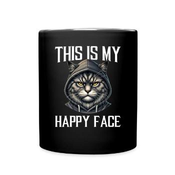 This Is My Happy Face Cats - Full Colour Mug - black - Front