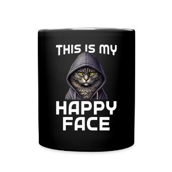 This Is My Happy Face Cats - Full Colour Mug - black - Front