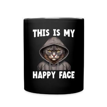 This Is My Happy Face Cats - Full Colour Mug - black - Front