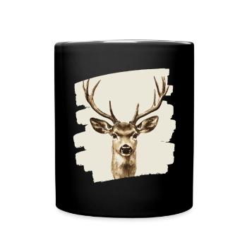 Cerf avec bois - Mug uni - noir - Devant