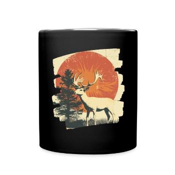 Deer with antlers - Full Colour Mug - black - Front