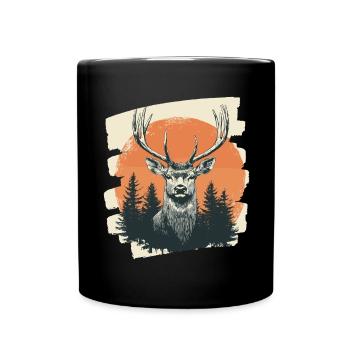 Cerf avec bois - Mug uni - noir - Devant