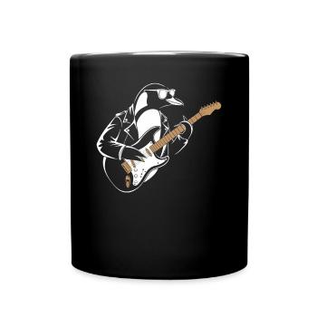 Cool Penguin with Guitar Design for - Full Colour Mug - black - Front