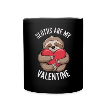 Faultier Liebe – Lustiges Valentinstags-Shirt - Tasse einfarbig - Schwarz - Vorne