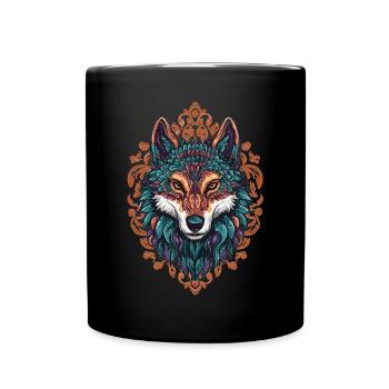 Loup Mystique – Art Bohème & Mandala - Mug uni - noir - Devant