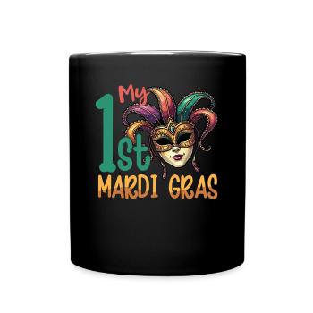 Mein 1. Karneval Fasching Feiern zum ersten Mal - Tasse einfarbig - Schwarz - Vorne