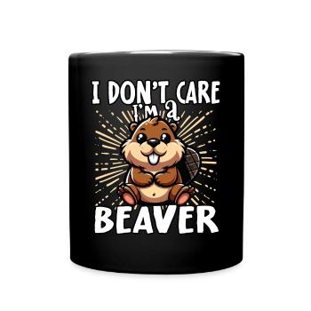 Je m’en fiche, je suis un castor - castor mignon - Mug uni - noir - Devant