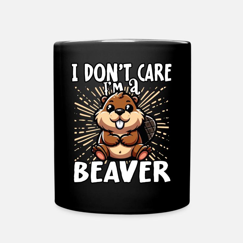 I don't care I'm a beaver - süßer Biber - Tasse einfarbig - Schwarz