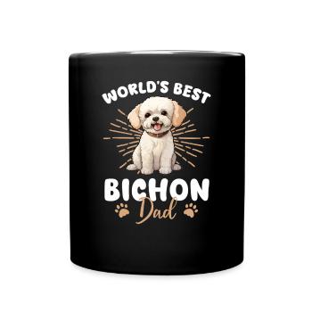 Bichon frisé Bichon Groovy Papa - Mug uni - noir - Devant