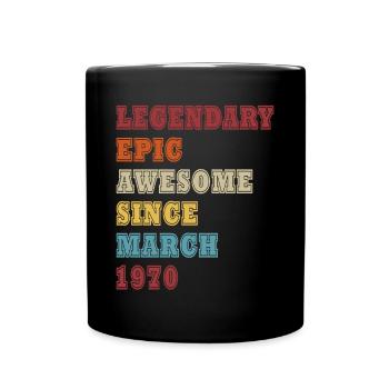 März 1970 Jubiläum 1970 - Legenden März 1970 - Tasse einfarbig - Schwarz - Vorne