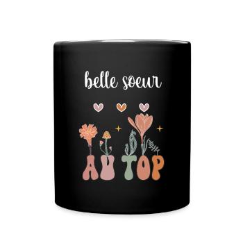 Stiefschwester im Boho Bohemian Flowers Top - Tasse einfarbig - Schwarz - Vorne