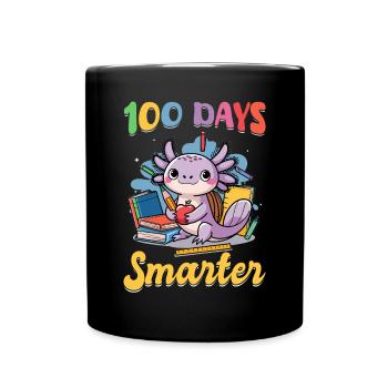 Cute Axolotl 100 Days of School - Full Colour Mug - black - Front