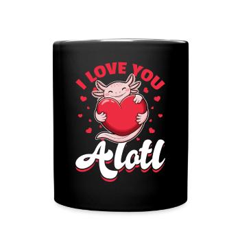 Cute Axolotl Valentins Day - Tasse einfarbig - Schwarz - Vorne