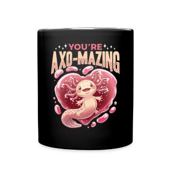 Cute Axolotl Valentins Day - Tasse einfarbig - Schwarz - Vorne