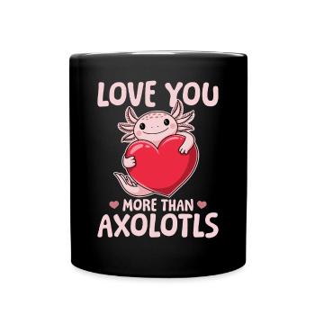 Cute Axolotl Valentins Day - Tasse einfarbig - Schwarz - Vorne