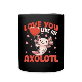 Cute Axolotl Valentins Day - Tasse einfarbig - Schwarz - Vorne