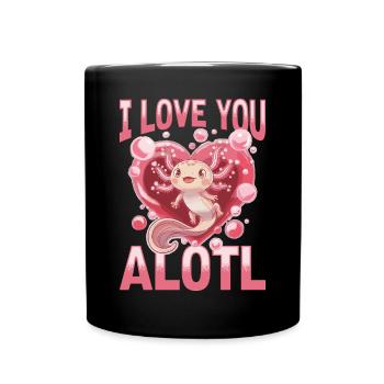 Cute Axolotl Valentins Day - Tasse einfarbig - Schwarz - Vorne