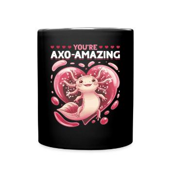 Cute Axolotl Valentins Day - Tasse einfarbig - Schwarz - Vorne