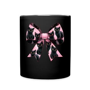 Nœud Coquette Chat Noir Motif Maman Rose - Mug uni - noir - Devant