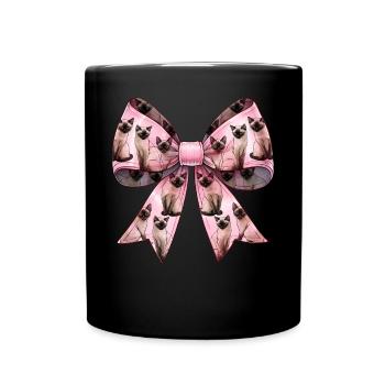 Coquette Bogen Siamkatze Mama niedlich Muster rosa - Tasse einfarbig - Schwarz - Vorne
