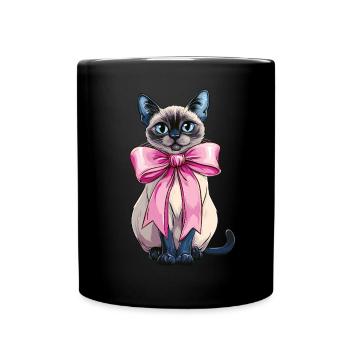 Coquette Bow Siamese Cat Mom Cute Pink Mothers Day - Full Colour Mug - black - Front