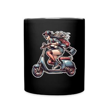 Motorroller Mofa Moped Roller - Tasse einfarbig - Schwarz - Vorne
