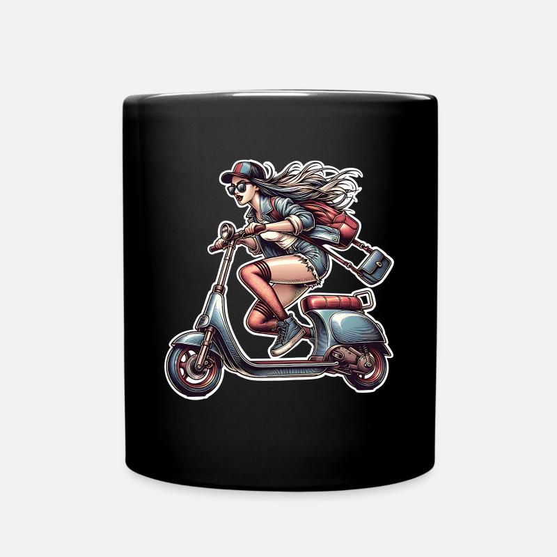 Motorroller Mofa Moped Roller - Tasse einfarbig - Schwarz