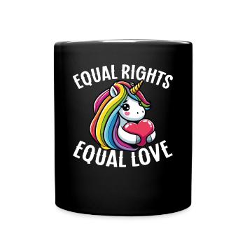 Gleiche Rechte Gleiche Liebe Regenbogen Einhorn - Tasse einfarbig - Schwarz - Vorne