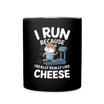 Je cours parce que j’aime le hamster drôle de fromage - Mug uni - noir - Devant