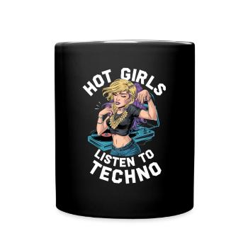 Les filles qui aiment écouter de la musique techno et - Mug uni - noir - Devant