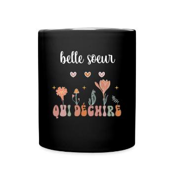 Stiefschwester reißt Boho böhmische Blumen - Tasse einfarbig - Schwarz - Vorne