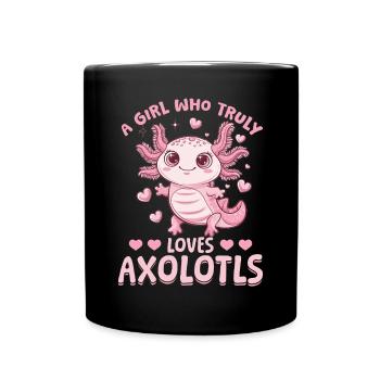 Mignon Axolotl Une fille qui aime vraiment les axolotls - Mug uni - noir - Devant