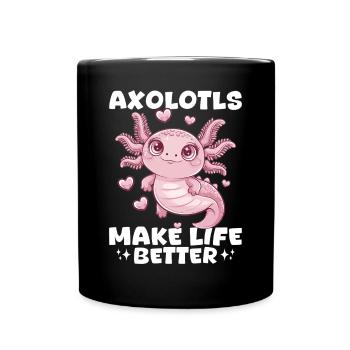 Cute Axolotl Axolotls Make Life Better - Full Colour Mug - black - Front